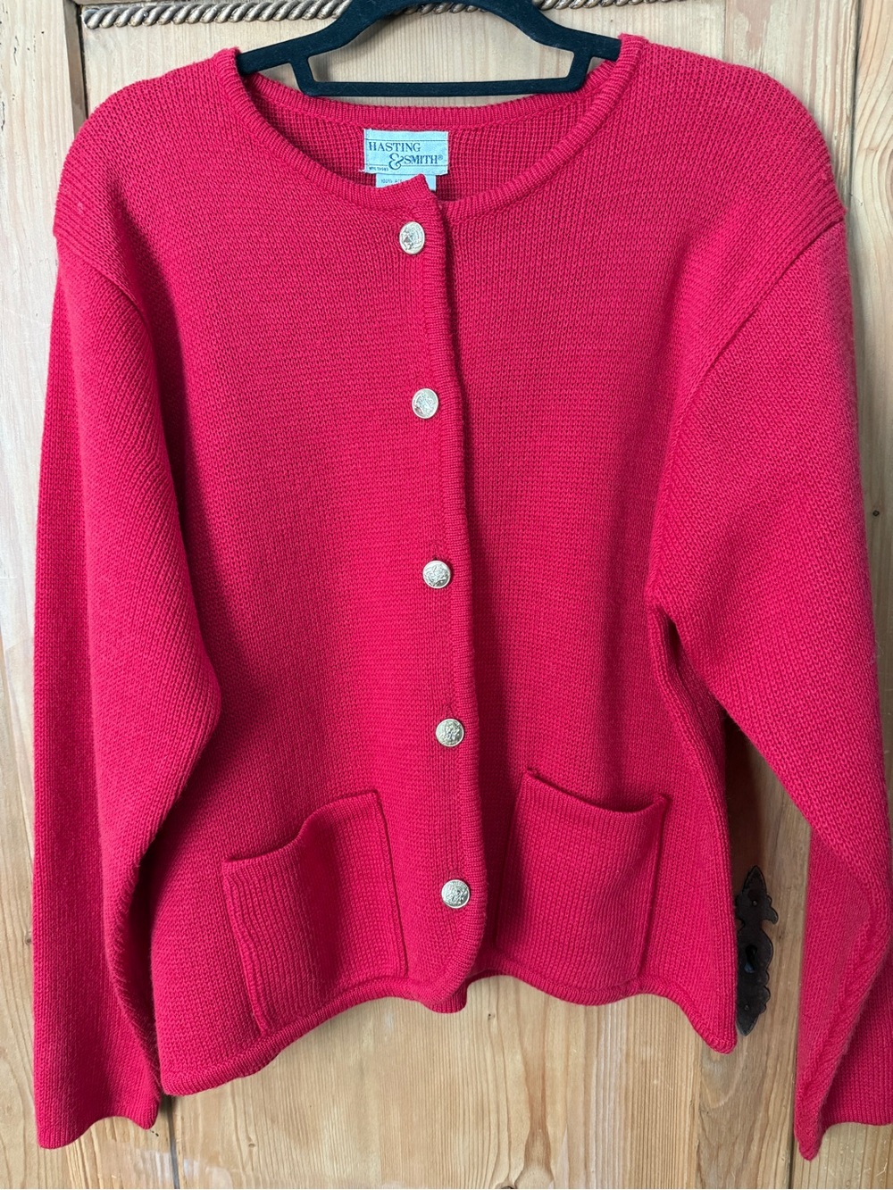 Hastings & Smith Vintage Red Button-Front Cardigan